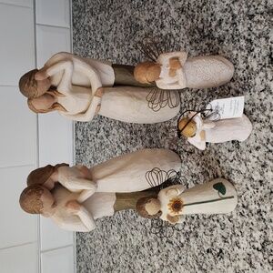 Set Of 5 Willow Tree Cream and Brown Decorative Accents